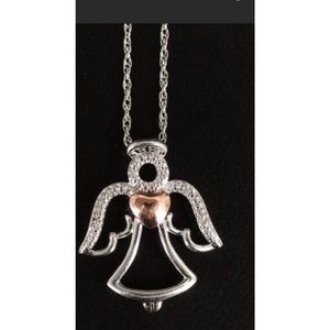 Sterling silver 10k Diamond Angel necklace